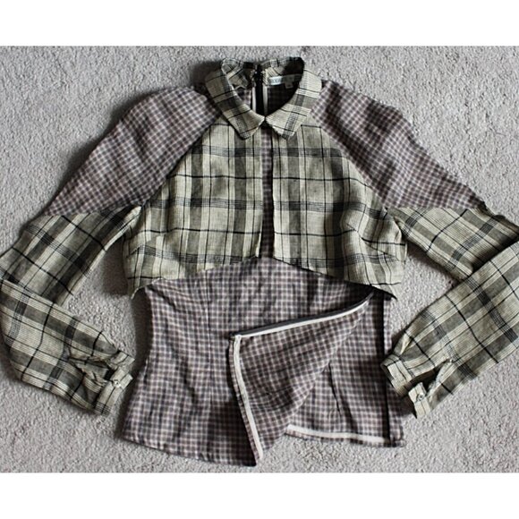 Rodarte x Opening Ceremony - Contrast Plaid Overlay Shirt, size XS - Picture 9 of 9